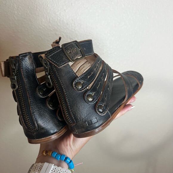 BED|STÜ Artemis Sandals Womens 7.5 Black Strappy Leather Gladiator Buckle NEW - Picture 4 of 6